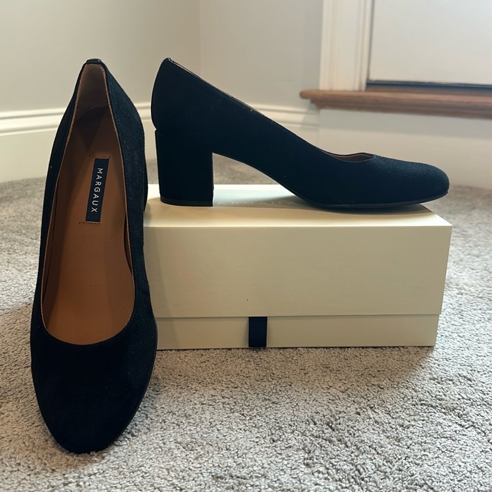 Margaux Black Classic Block Heel Pumps